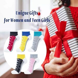 KONY 5 Pack Lightweight Cotton (86%) Novelty Low Cut Socks Cool Womens 1 size